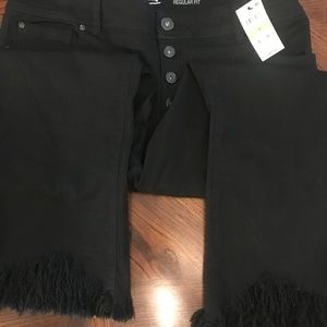 Shaggy Black Denim Capri's INC 14